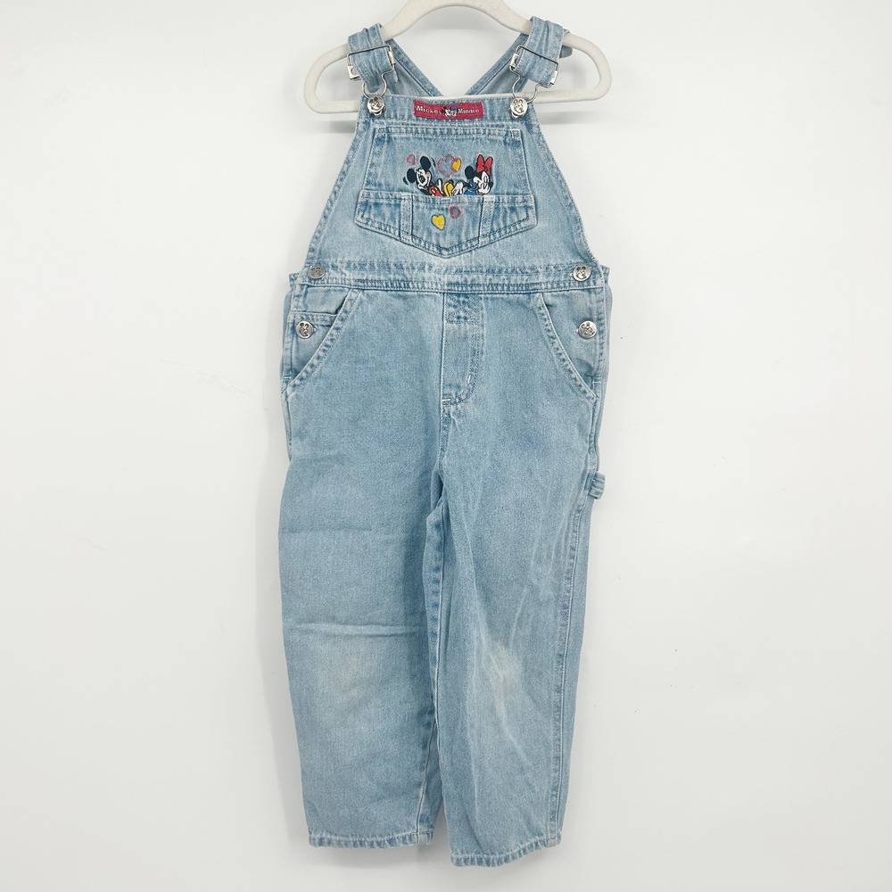 Mickey Jerry Leigh Kids Disney Mickey Minnie Vintage 90s Denim Overalls Size 5